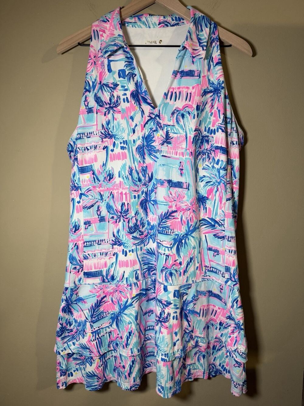 Lilly Pulitzer Dania Dress XL Ravello Blue Perfect Match Luxletic UPF 50+